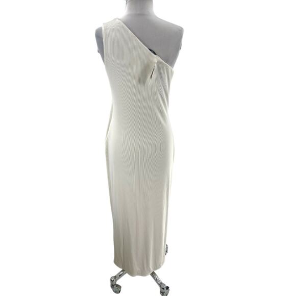NWT Abercrombie & Fitch form to flatter one shoulder ribbed maxi dress white M - Picture 8 of 8